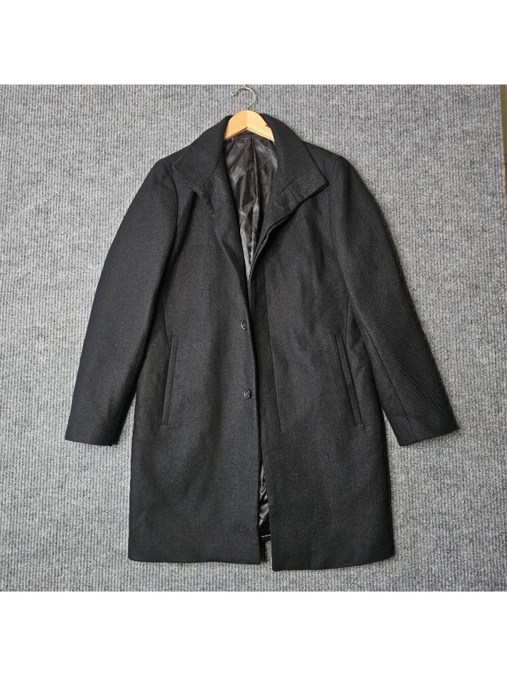 Theory Belvin O Welles Coat Mens M Black Wool Cashmere Blend Overcoat Jacket